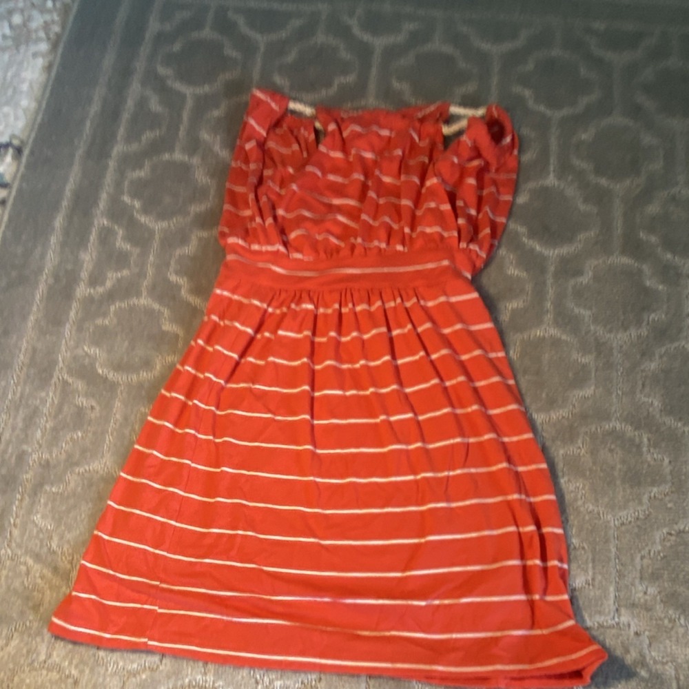 One Clothing Striped Summer Dress High Waisted Casual S Sleeveless Red White